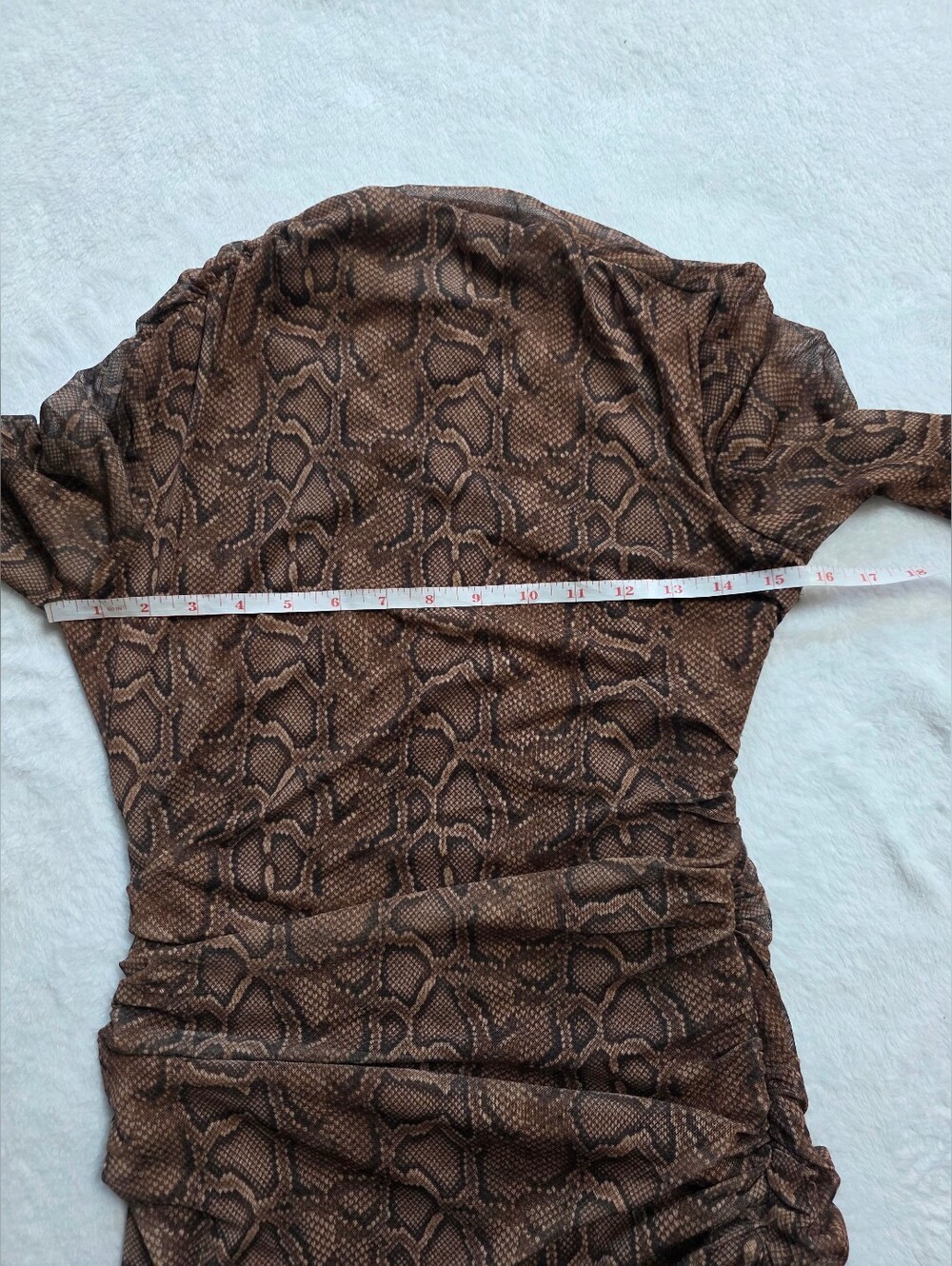 Zara Snake Print Ruched Maxi Dress Sheer Long Sleeve Size S - Picture 6 of 6